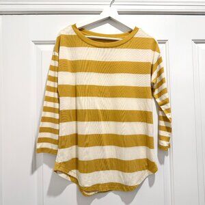 Maurices 24/7 Mustard Striped Long Sleeve Crew Neck Top - XS